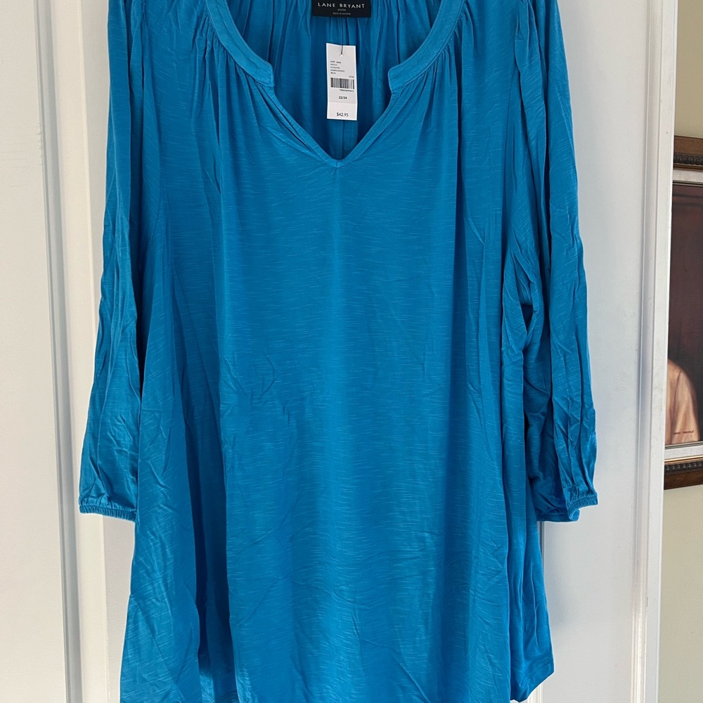 Lane Bryant Blue Relaxed Ruched Tunic